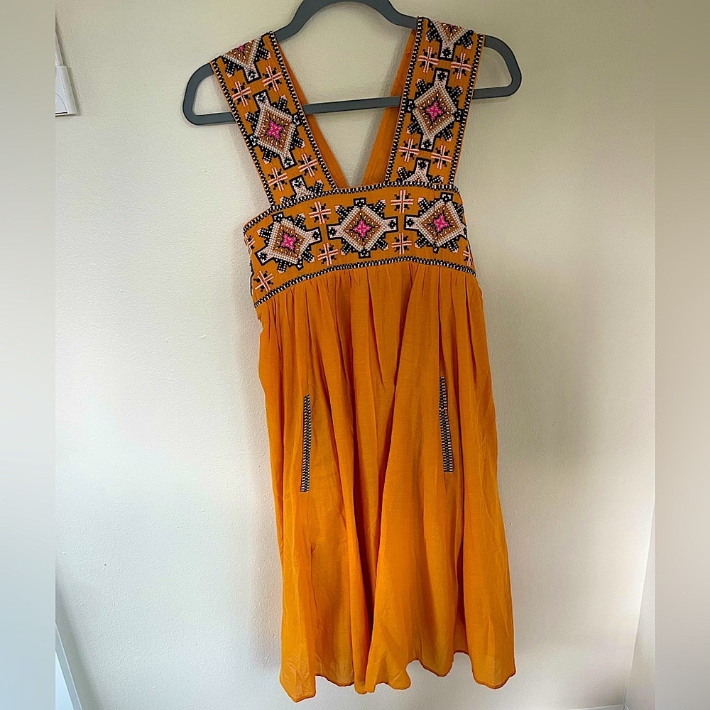 New Anthropologie Embroidered Swing Dress, Beaded size XS